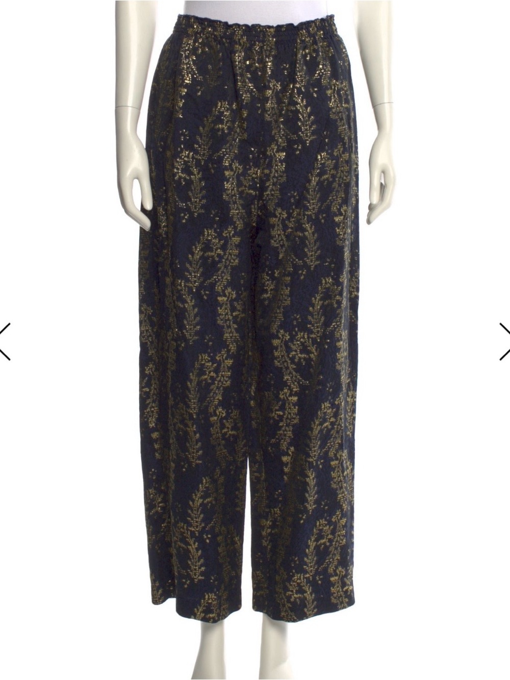 Forte Forte Women’s Wide Leg Pants - Black & Gold shimmery pattern